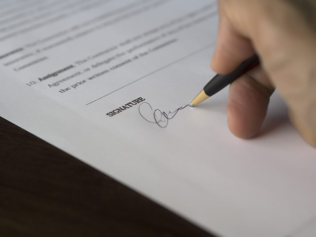 signing a contract