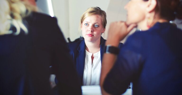 woman being interviewed