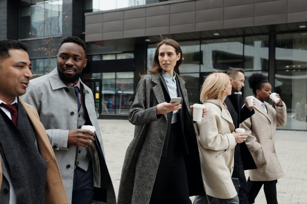 group of business people walking