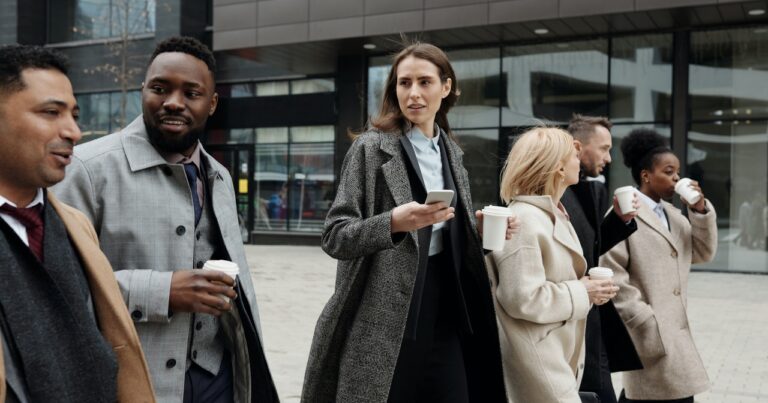 group of business people walking