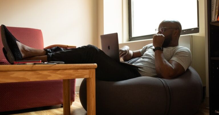 Man working from home on laptop