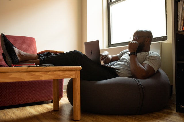 Man working from home on laptop