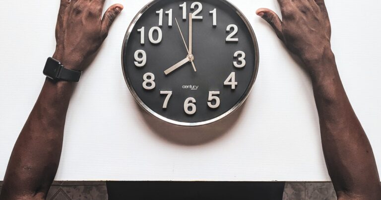 clock hands on table