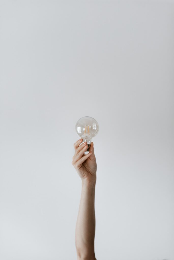 Hand holding up bulb