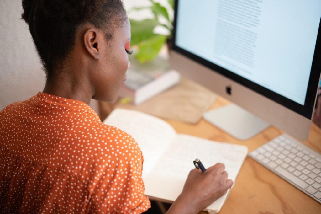 Woman looking at paperwork