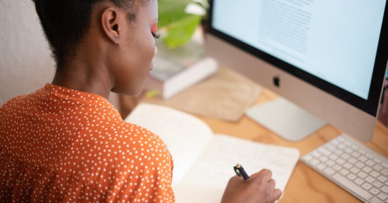 Woman looking at paperwork